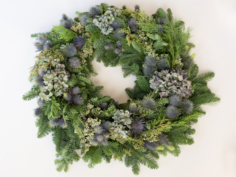 Blue Thistle Wreath - Élan Flowers