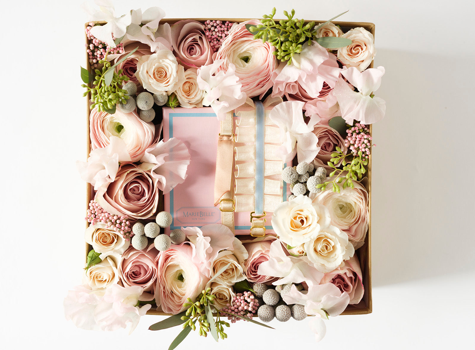 Rosé - Flower Box with Marie Belle Chocolates - Élan Flowers